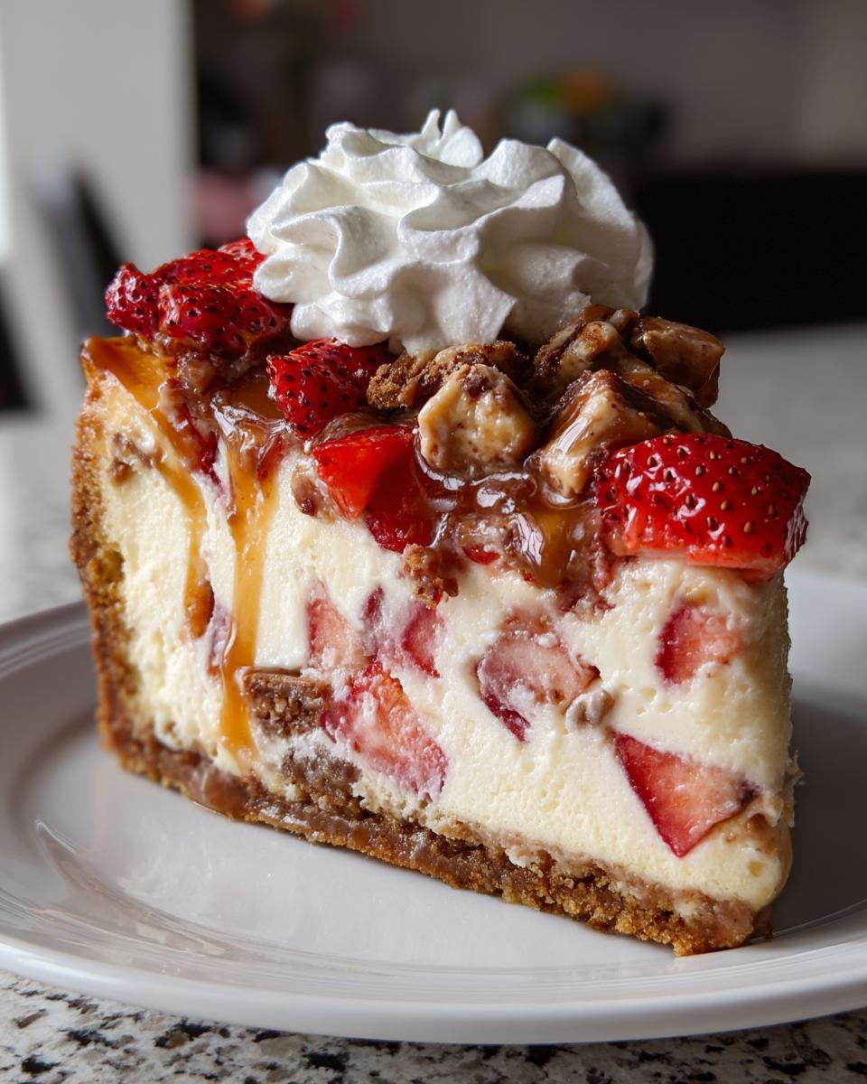 Irresistible Snickers Strawberry Cheesecake in 3 Easy Steps