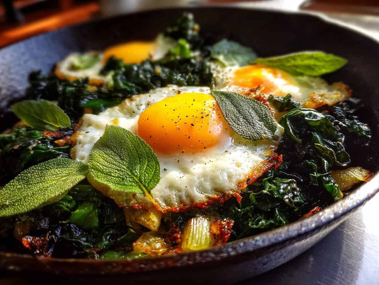 25-Minute Leek & Kale Hash with Sage Fried Eggs Perfection
