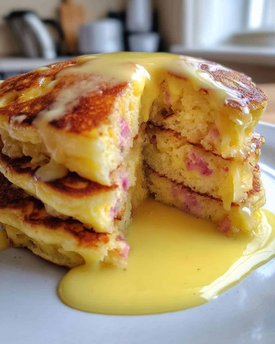 Rhubarb & custard fluffy pancakes - detail 2