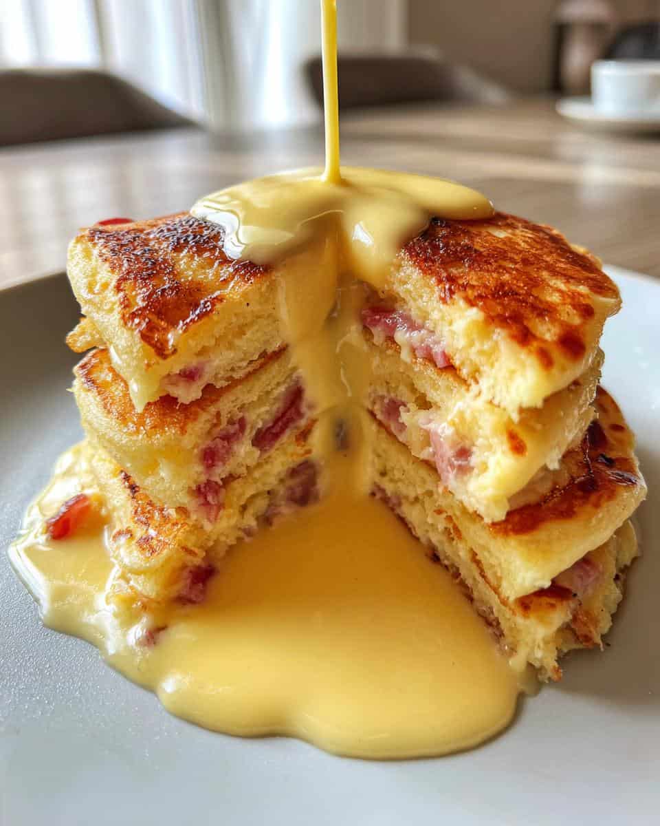 Rhubarb & custard fluffy pancakes - detail 3