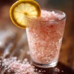 Japanese pink salt recipe mineral drink in glass with lemon