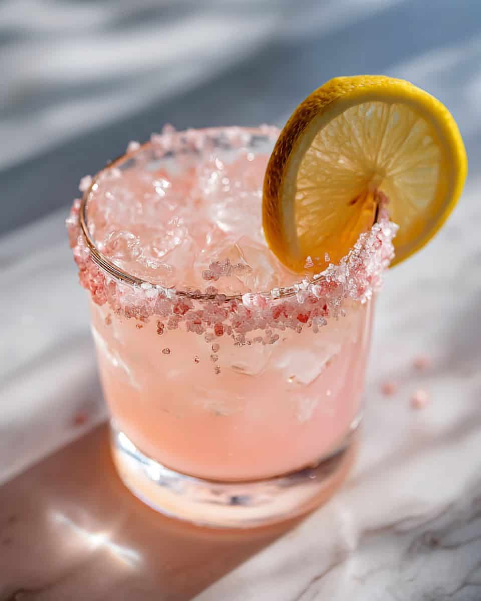 Japanese pink salt detox shot in glass