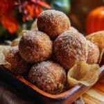High Protein Pumpkin Spice Donut Holes on Fall Counter