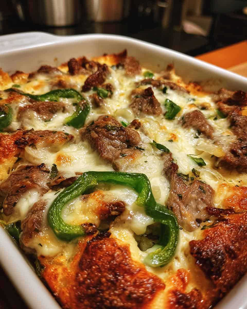 Cheesy Low Carb Philly Cheesesteak Casserole Recipe - detail 1