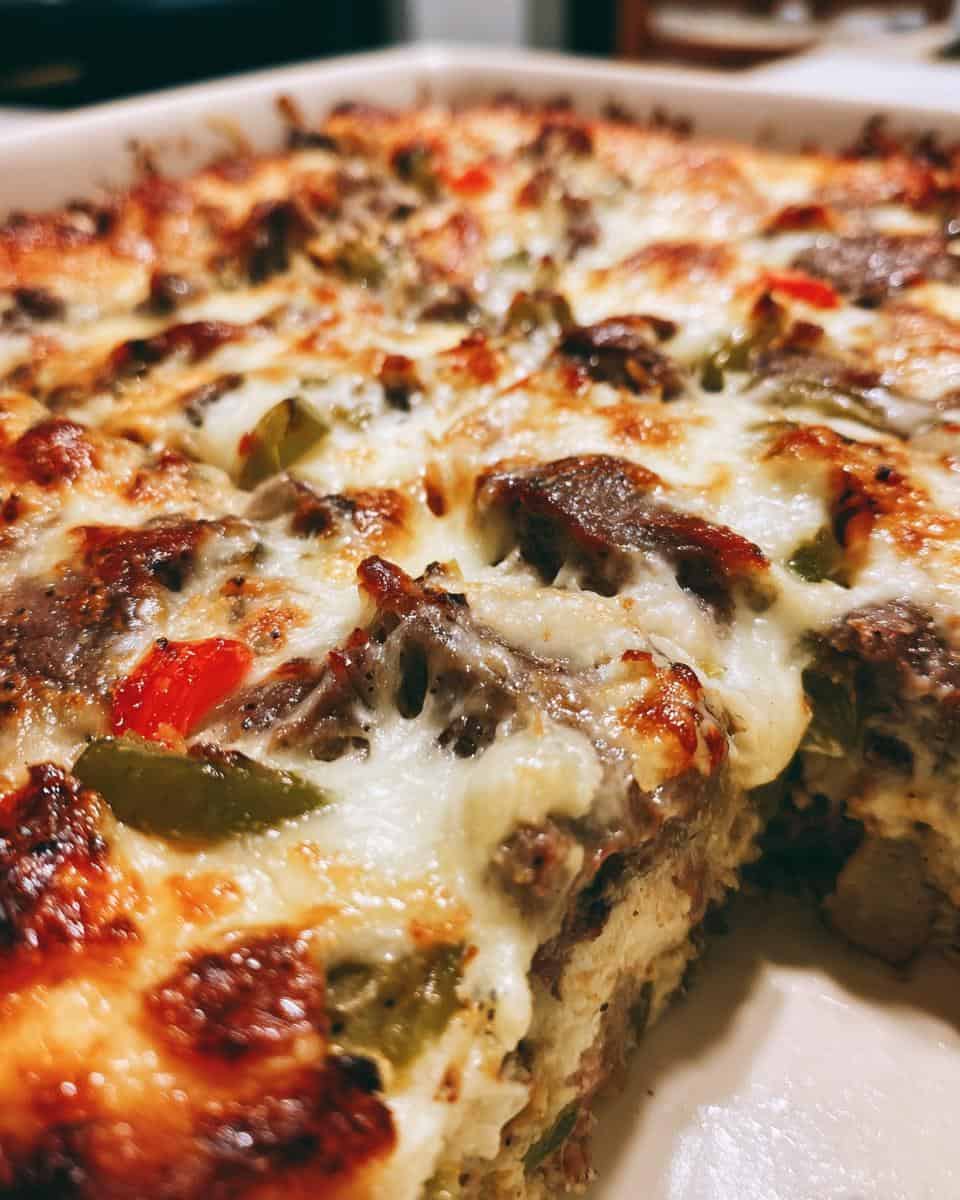 Cheesy Low Carb Philly Cheesesteak Casserole Recipe - detail 3