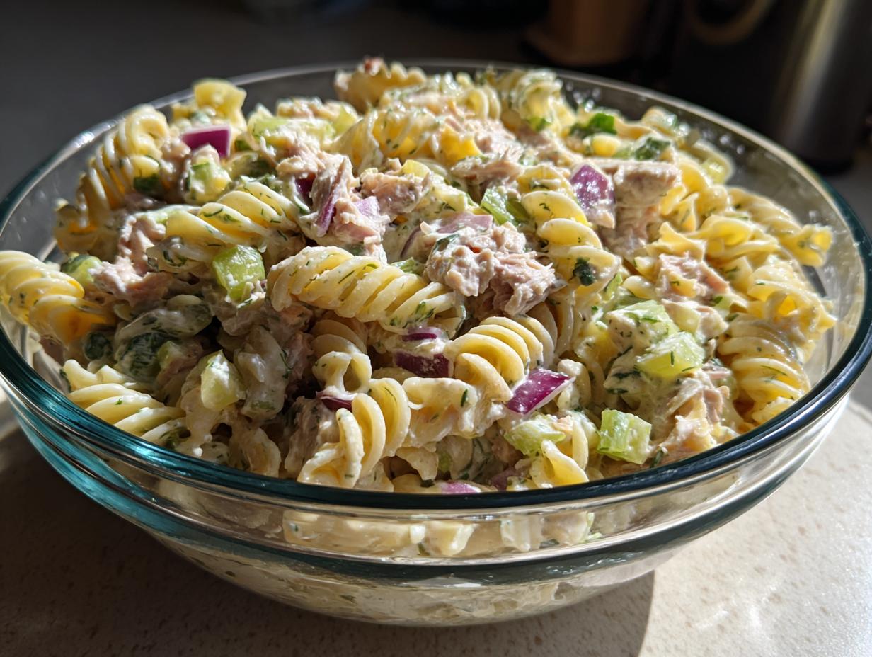 Fast Dill Pickle Tuna Pasta Salad: An Unholy Deliciousness