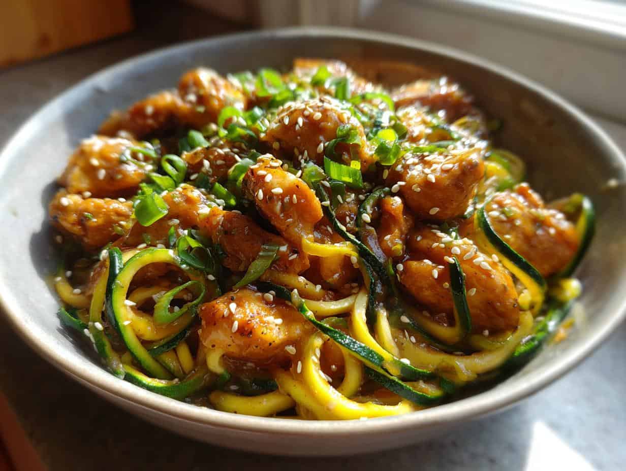 Devour Amazing Garlic Chicken Zucchini Noodles in 15