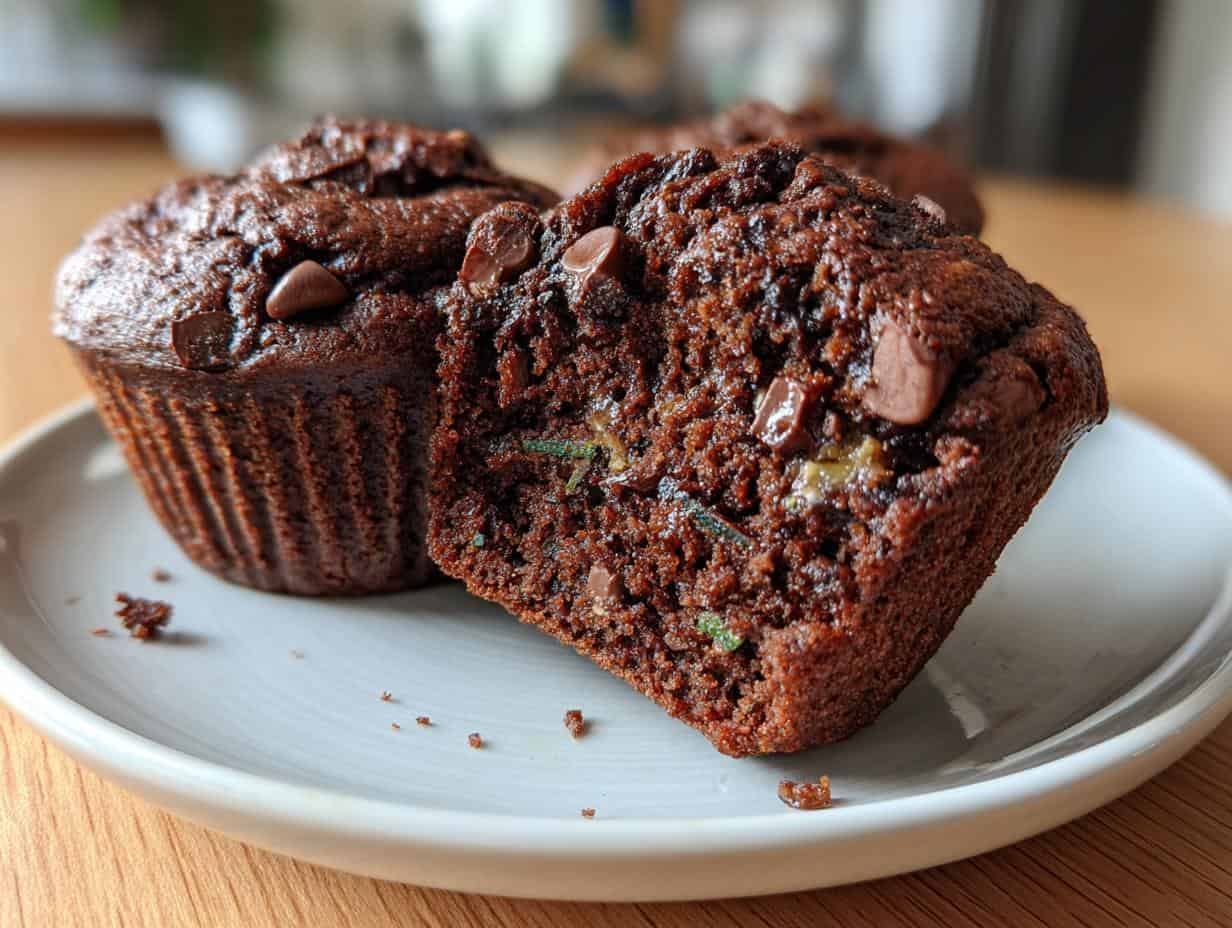 Devilish Healthy & Moist Chocolate Zucchini Muffin Recipe