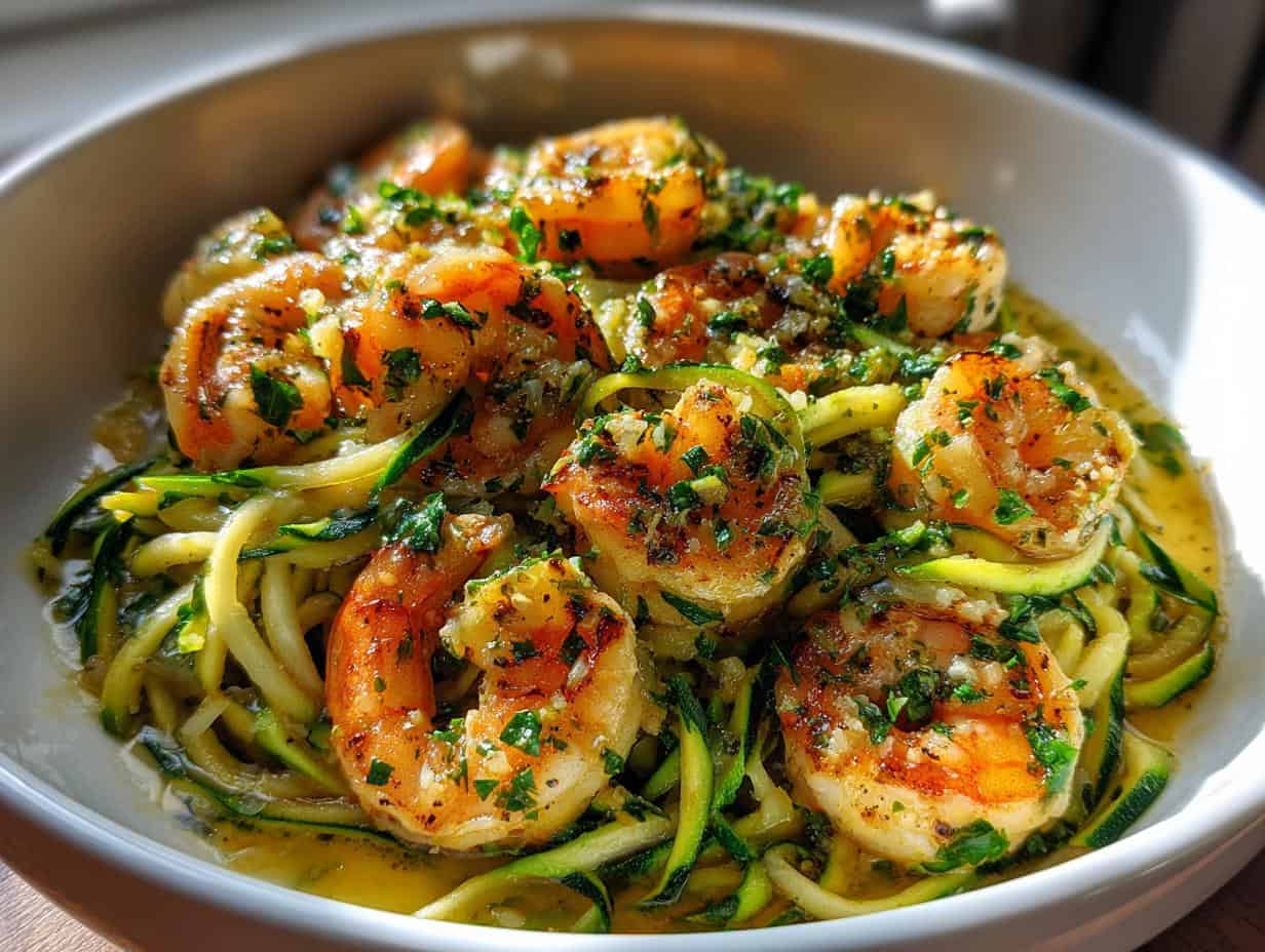 Disgustingly Easy Lemon Garlic Shrimp Zucchini Noodle in 20
