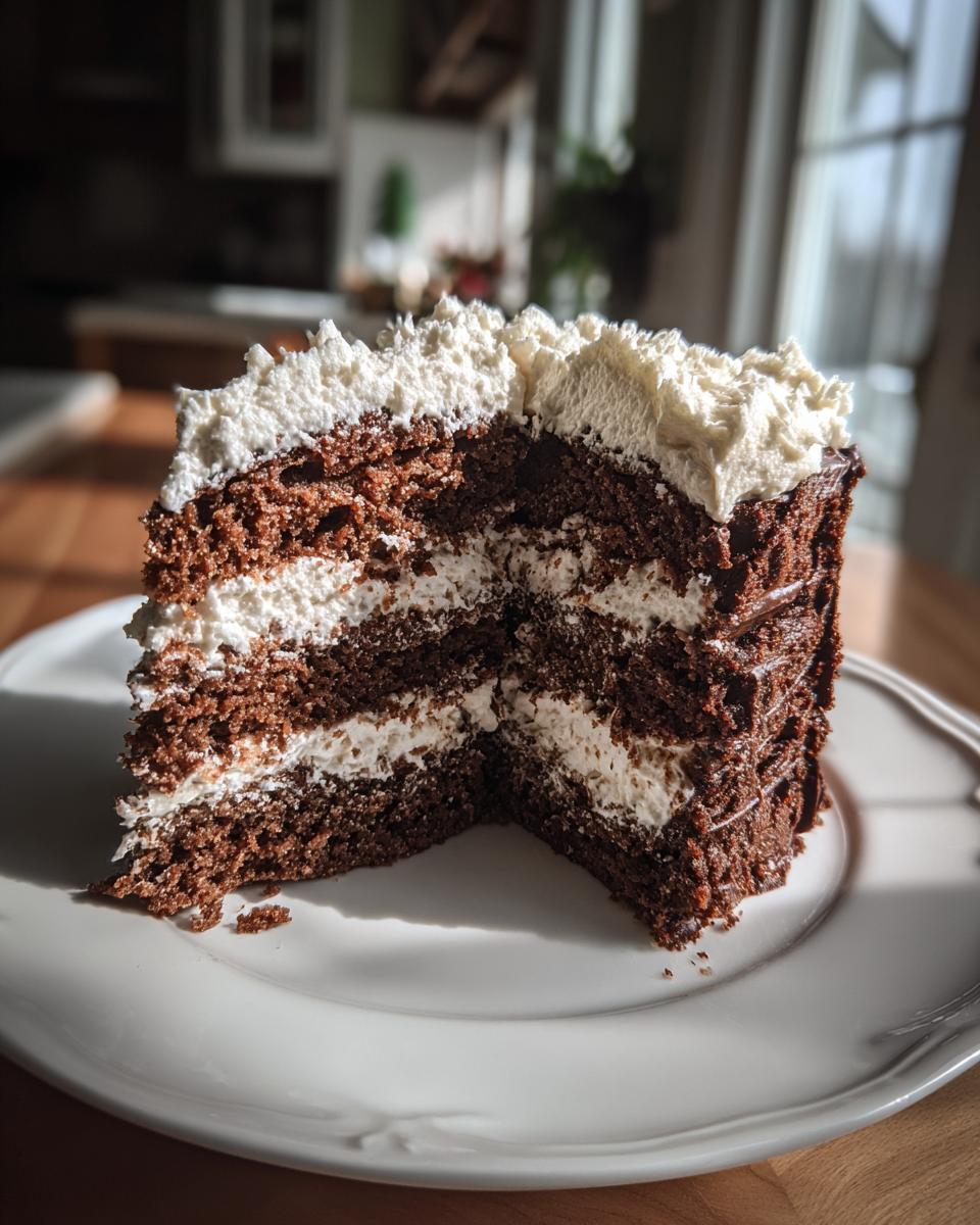 Simple Chocolate Zucchini Cake With Whipped Cream Frosting - detail 2
