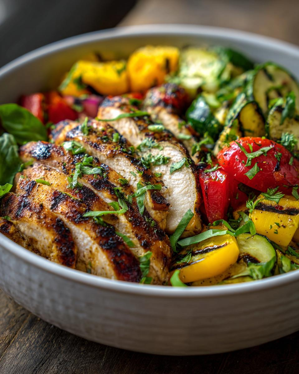 Fresh Grilled Chicken Bowls with Herbs and Veggies - detail 2