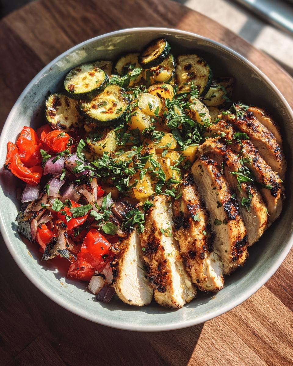 Fresh Grilled Chicken Bowls with Herbs and Veggies - detail 3